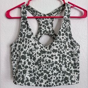 Sage sports bra green and white splatter medium